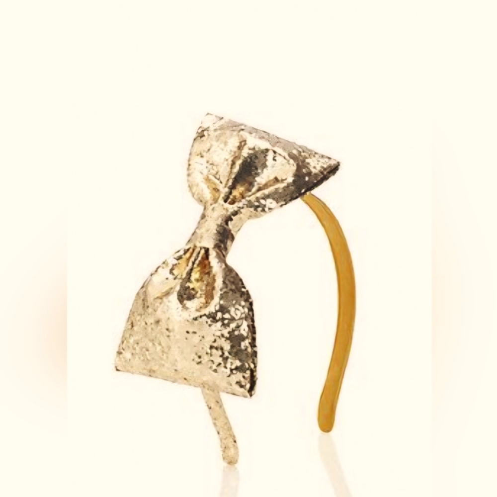 Kate Spade Hair Band Gold Glitter Bow